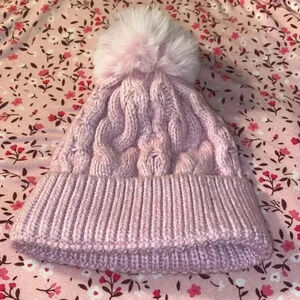 NWT Cupcakes and cashmere Pink beanie with poof